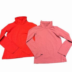 Girls Primark Turtleneck Tops Long Sleeve Lot Of 2 Sz 7/8 Red NWT Pink GUC READ